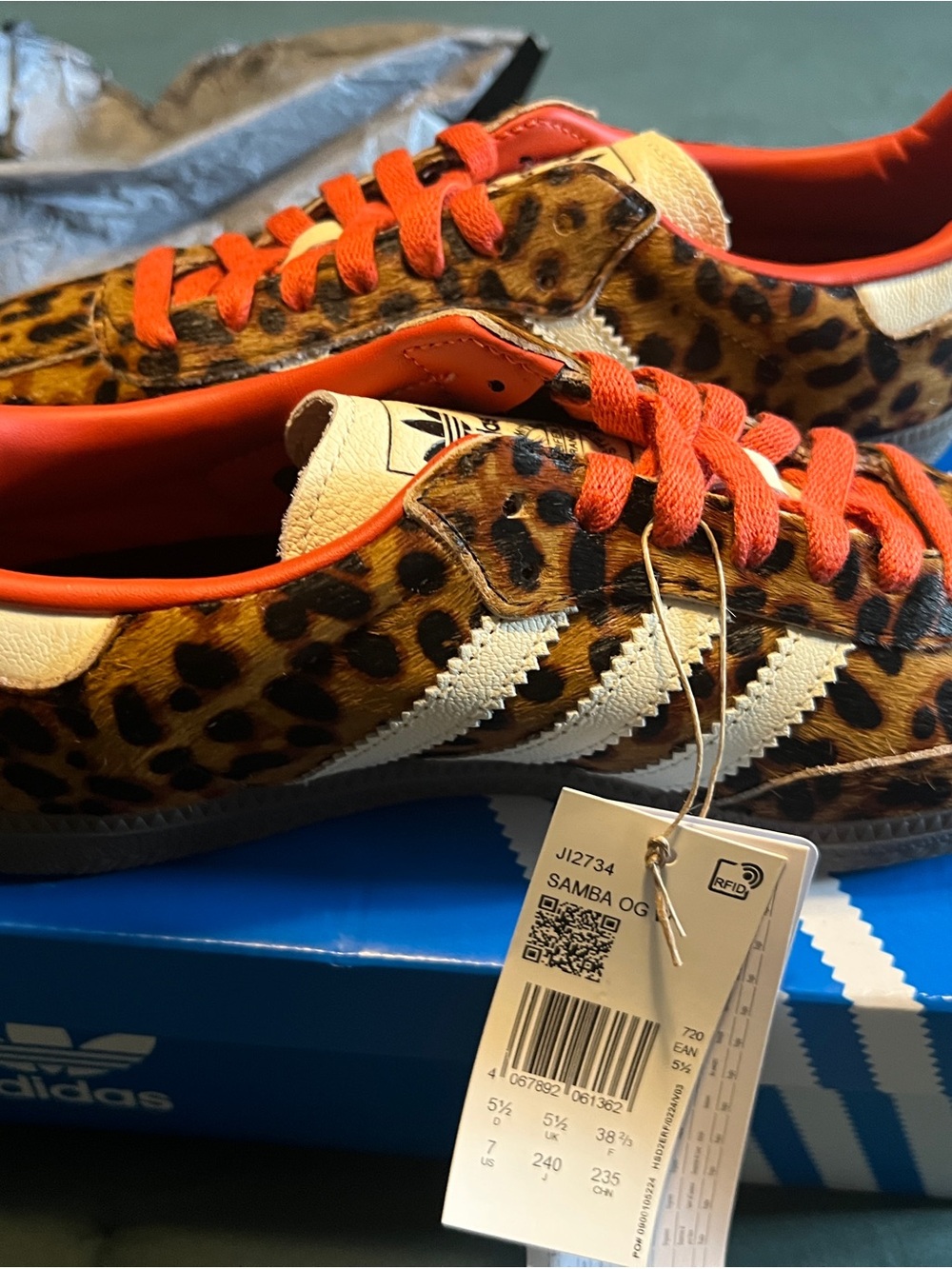 adidas Women's Leopard-Print Sneakers with Red Accents - Picture 3 of 6